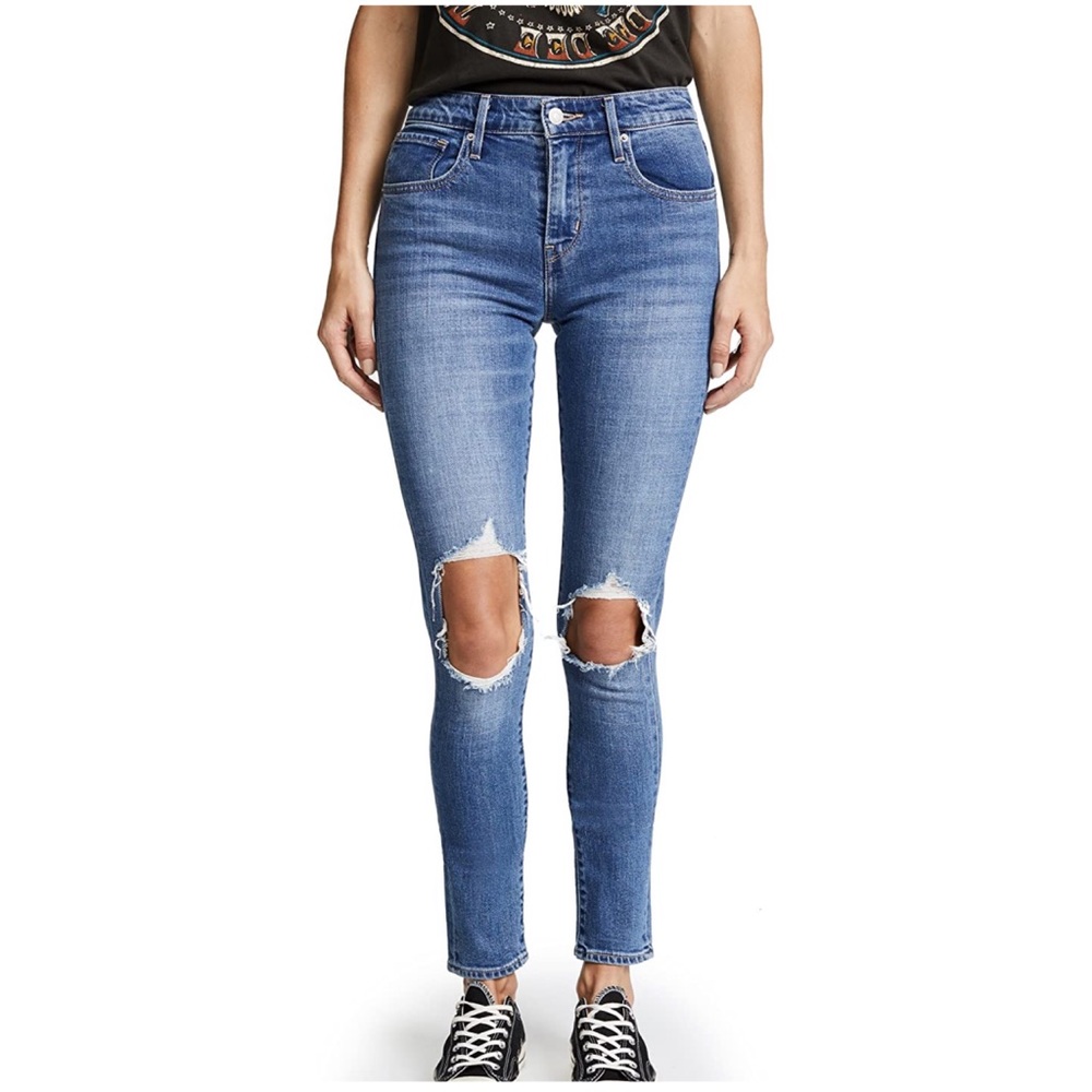 Levi's 721 High Rise Distressed Skinny Jeans